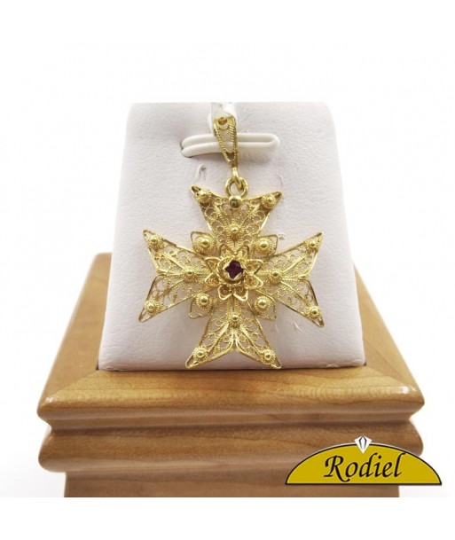 Colgante oro 18K filigrana cruz Venera 000400025 Joyas de Oro
