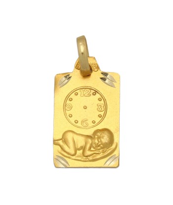 Medalla nacimiento reloj en oro 18 quilates (18K- 750mm)M-236