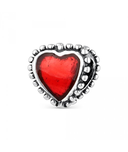 ABALORIO A TU LADO 9095615 Corazón rojo Charms de plata, PLATA