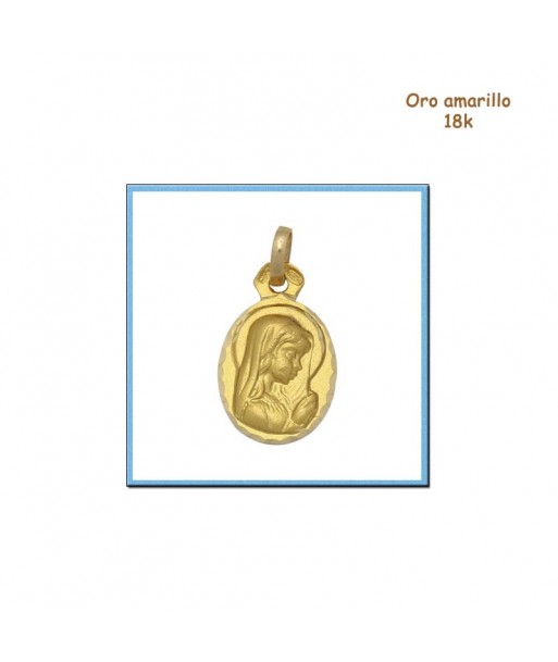 Medalla Virgen Niña oro 18 quilates (18K- 750mm) M211 Cruces