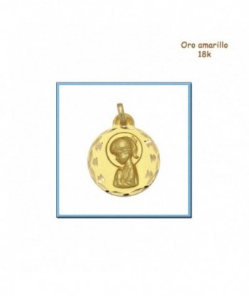 Medalla Virgen Niña oro 18 quilates (18K- 750mm) M220 Cruces