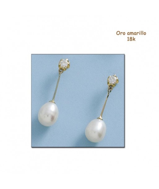 Pendientes perlas oro 18K con circonita