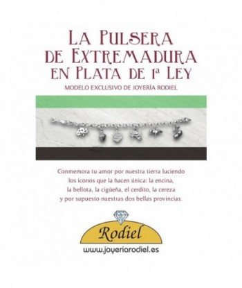Pulsera de Extremadura en plata de 1ª Ley Pulseras de plata