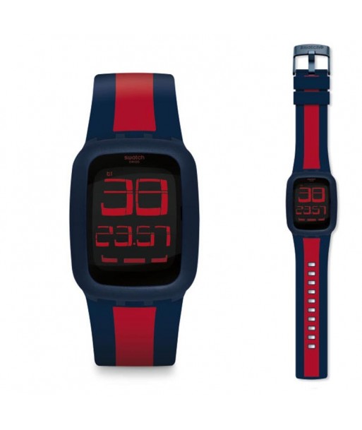 Además Crueldad coreano Reloj Swatch SURN101D Dark Blue and Red (Touch)